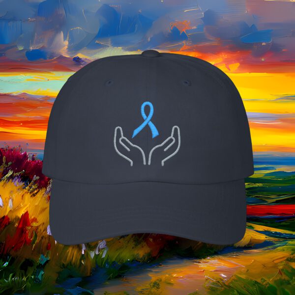 13759817373702155884_2048_custom.jpeg Prostate Cancer Support Dad Cap — Blue Ribbon 'Helping Hands' Embroidered Hat