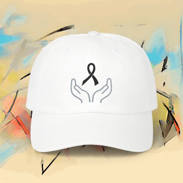 14701576147553754321_2048_custom.jpeg Skin Cancer Awareness Embroidered Black Ribbon Dad Cap