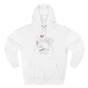 17548102222949102205_2048.jpeg Romantic Minimalist Hoodie — Line Art Piano Player with Heart & Flower