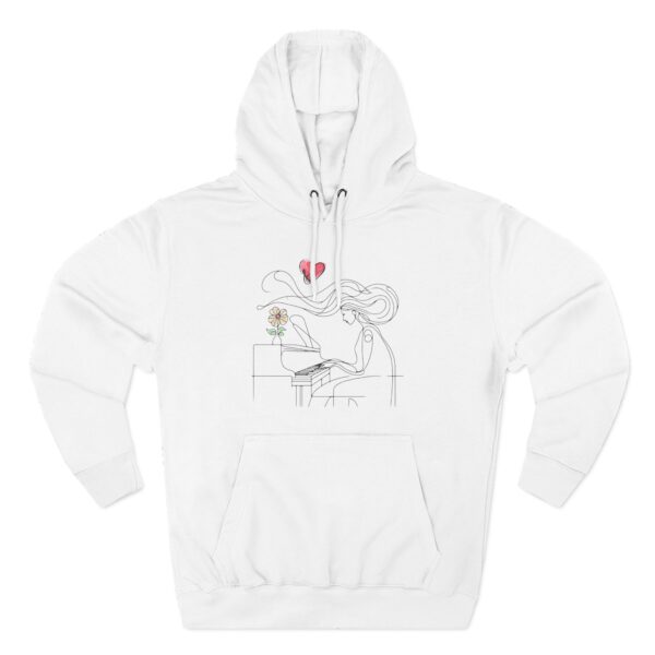 17548102222949102205_2048.jpeg Romantic Minimalist Hoodie — Line Art Piano Player with Heart & Flower