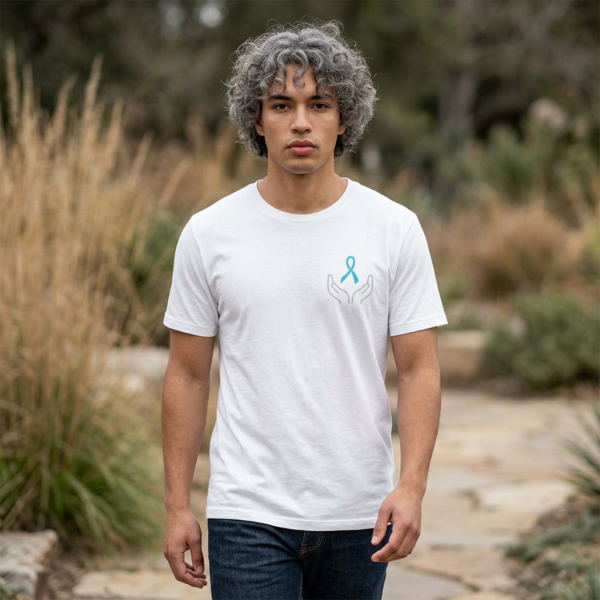 20260528195926-1f15acfb-aaf3-621e-afdf-cafc256d1ab6-1.png Prostate Cancer Awareness T-Shirt — Hands Holding Blue Ribbon Tee