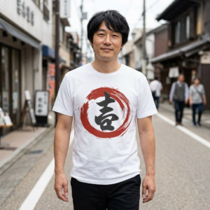 Good Luck “吉” Sosho Brush T-Shirt — Minimal Japanese Calligraphy Streetwear
