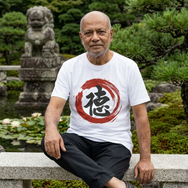 Toku (徳) Virtue Sosho Ink Brush T-Shirt — Minimal Japanese Calligraphy Streetwear