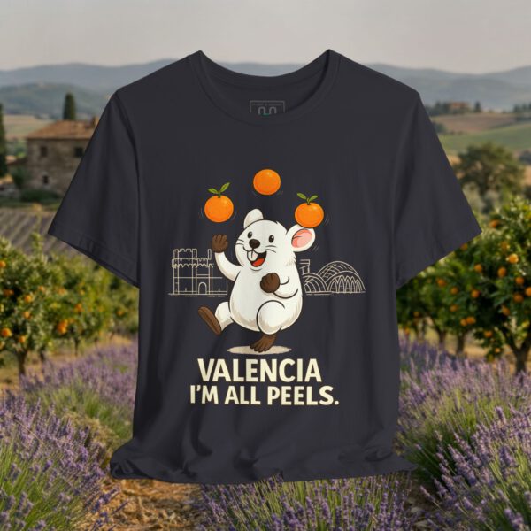 14123984934165488208_v2_2048_custom.jpeg European Tourister - Valencia Travel T-Shirt — Spanish Citrus Humor “I’m All Peels”