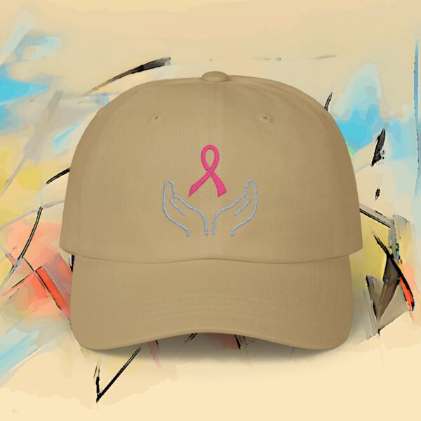 14967645935602521135_2048_custom.jpeg Breast Cancer Awareness Pink Ribbon Dad Cap — Embroidered Support Hat